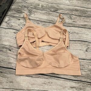 Lot of 2 Bravado Nursing Bras, Wireless, Size Large, Beige